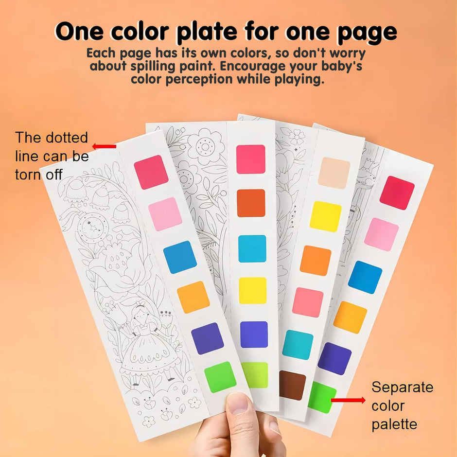 Kidology Pocket Watercolor Painting Book With  Bookmarks Sheets & 1 Brush Early Education