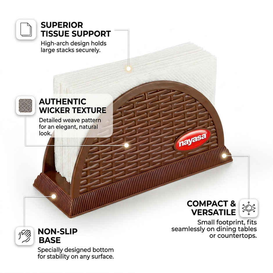 Nayasa Evolve Plastic Tissue Paper Holder | Brown