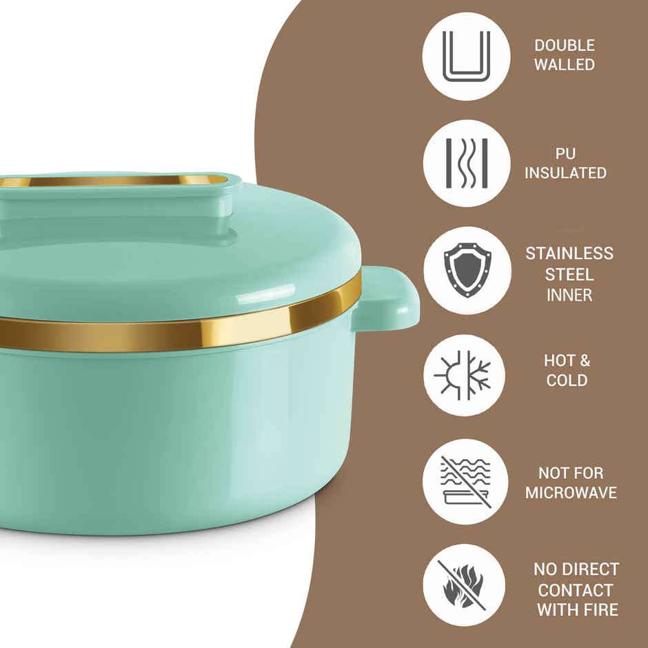 Milton Curve Inner Stainless Steel Casserole 215 Litre Light Green
