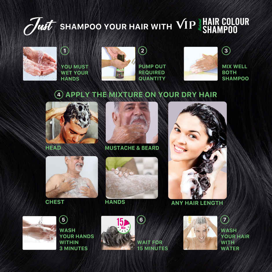 Vip Hair Colour Shampoo black Alternate To Hair Dye Salon Like Hair Color