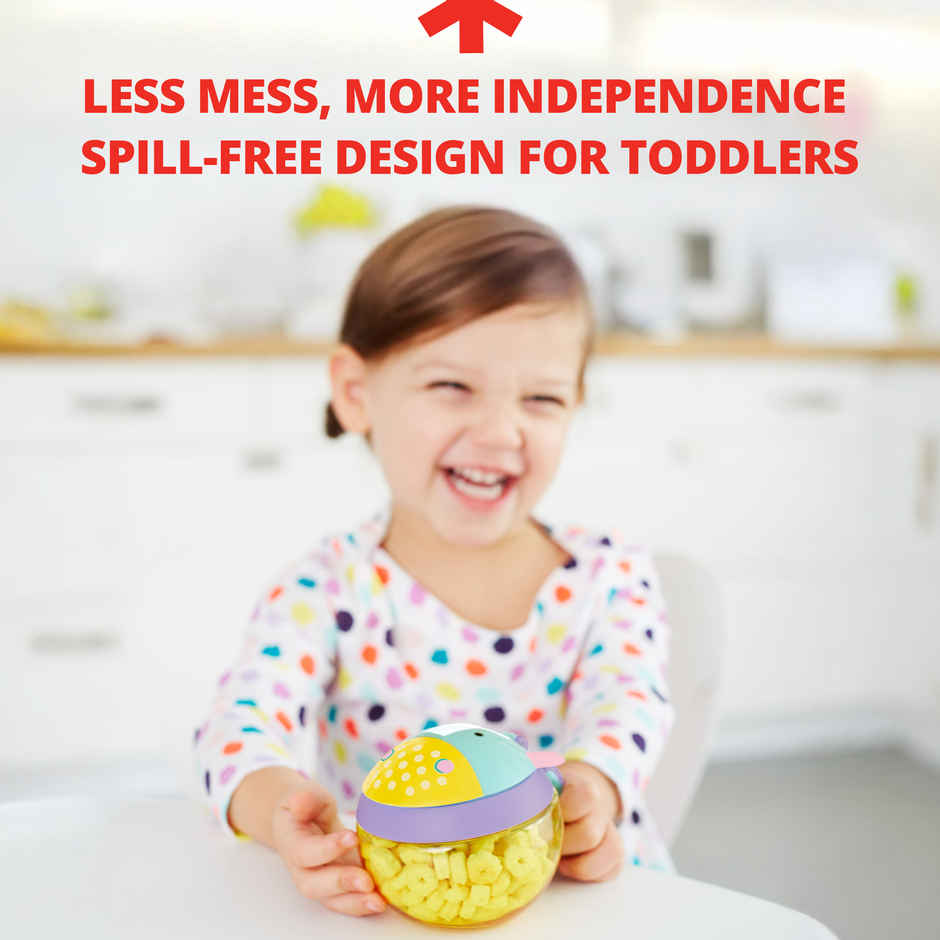 Skip Hop Zoo Snack Cup, Spill-Proof Toddler Snack Container Snap Lid, No-Mess,18- 36 M,Unicorn