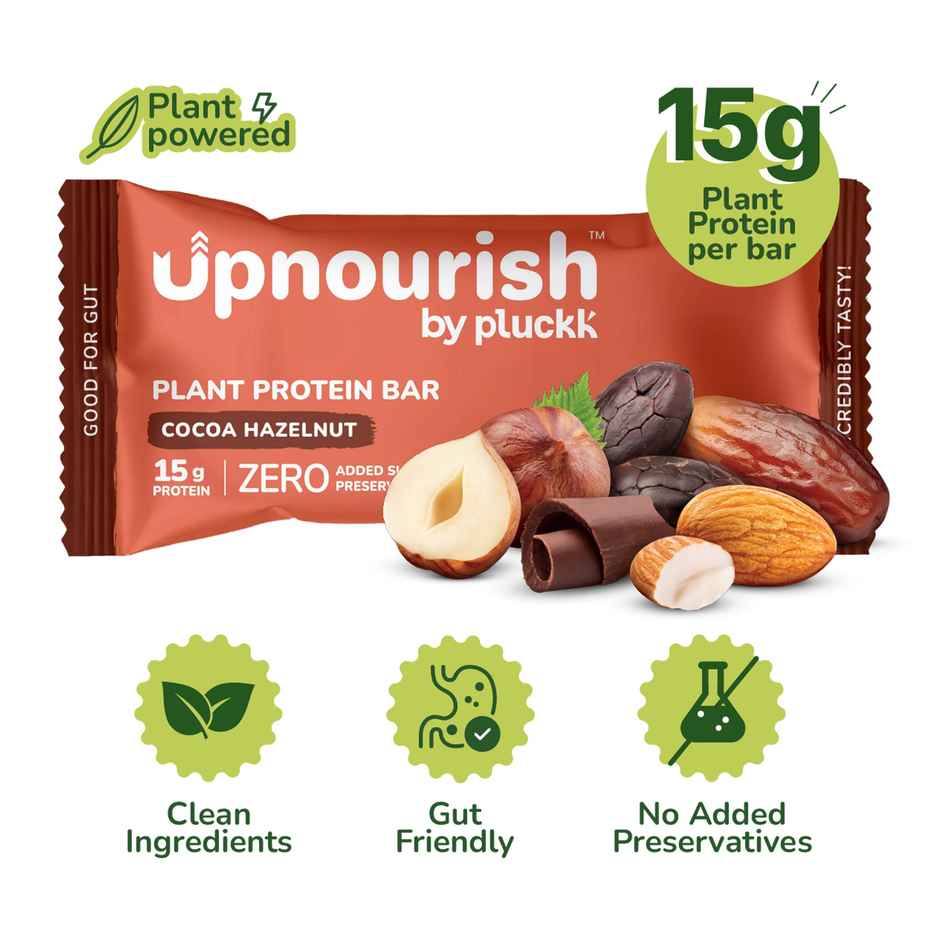 Chocolate Hazelnut Protein Bar - No Refined Sugar | 15 g Complete Protein | Upnourish by Pluckk