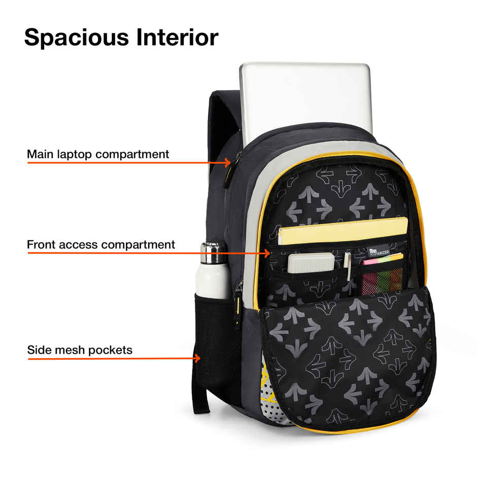 Nasher Miles Pulse Backpack- Unisex- 3 Compartment Casual College Bag- Grey- 45L