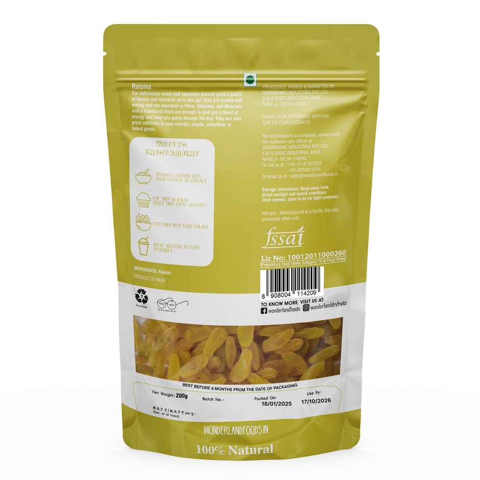 Wonderland Foods Raisin 200g
