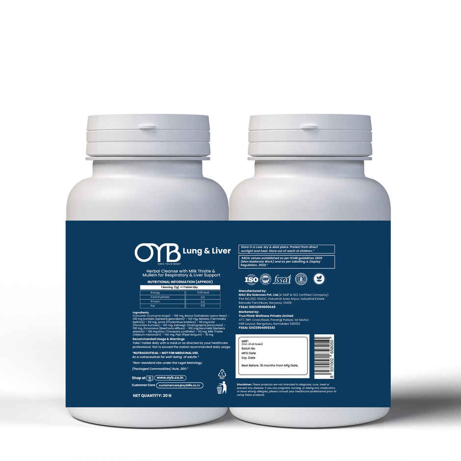 OYB Lung & Liver Dual Detox with Milk Thistle & Mullein