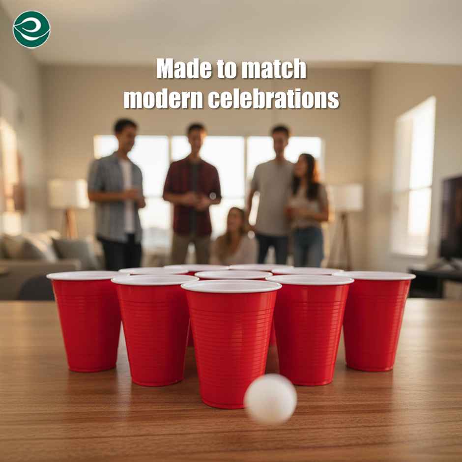 ECO SOUL | Beer Pong | Party Glasses | 16 oz | Red | 10 Count