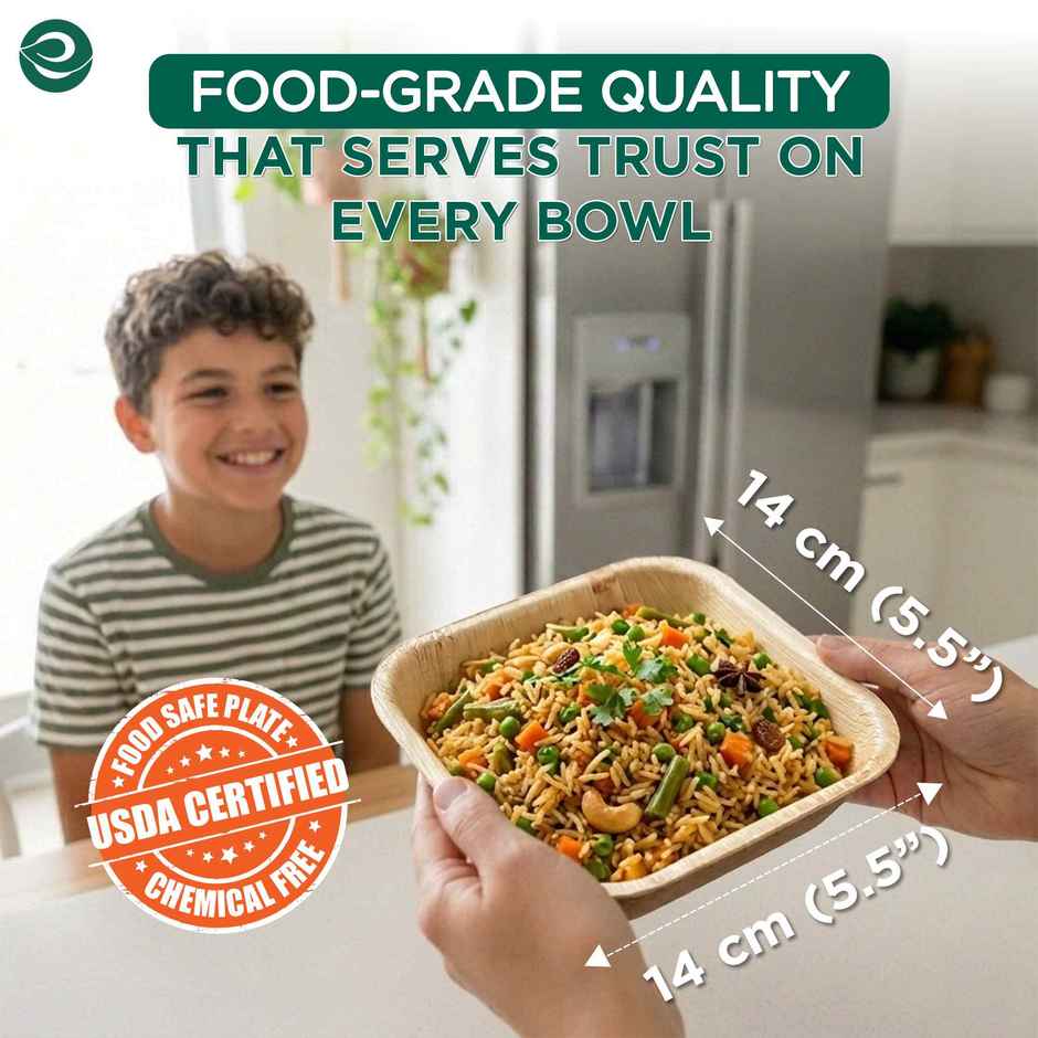 Palm Leaf Bowl | Square | 500 ml | 10 Count | Eco Soul