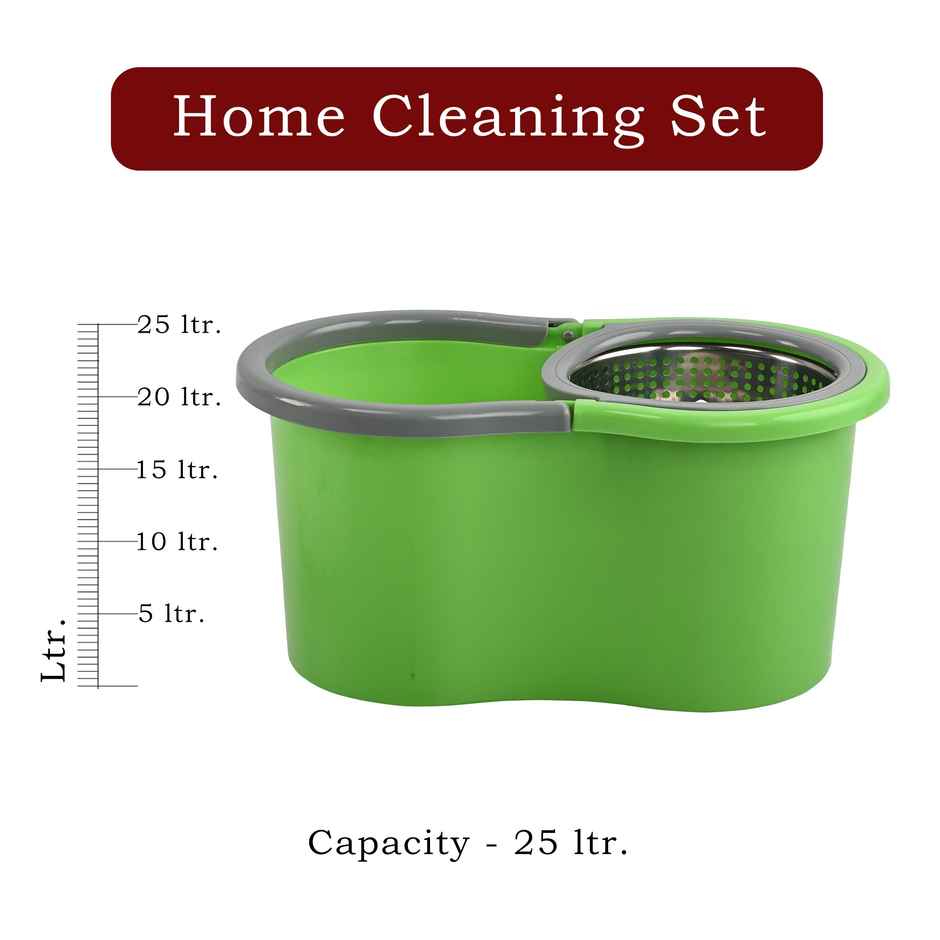 Kuber Industries Stainless Steel Spin Mop Bucket | Green