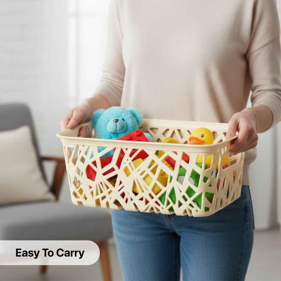 FLAIR Zig Zag Basket Set without Lid | Ivory