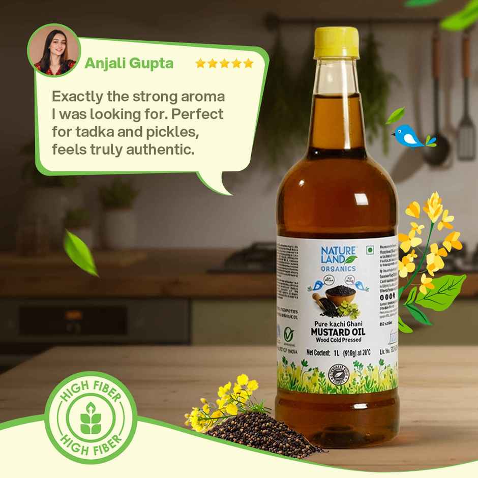 Natureland Organics Mustard (Sarson) Cold Pressed Oil | Kacchi Ghani