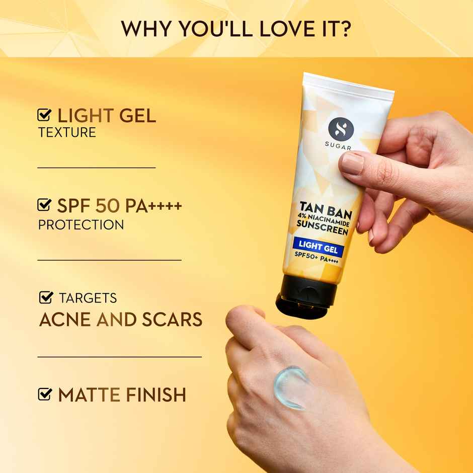 SUGAR Cosmetics Tan Ban 4% Niacinamide Sunscreen Light Gel