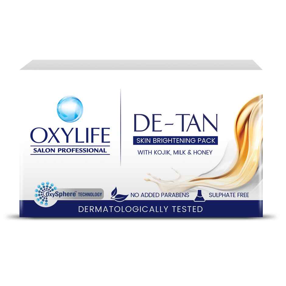 OxyLife Salon Professional De-Tan Face Pack | With Kojic Acid, Milk & Honey