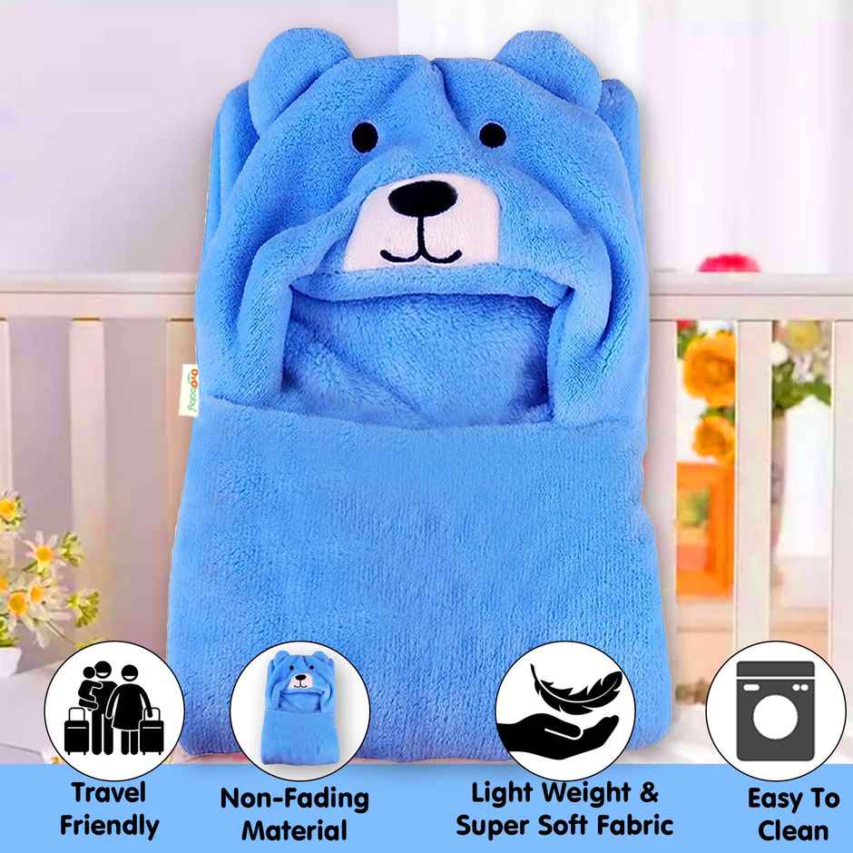 Oyo Baby Blankets New Born Combo Pack Of Soft Baby Wrapper Blue Bear