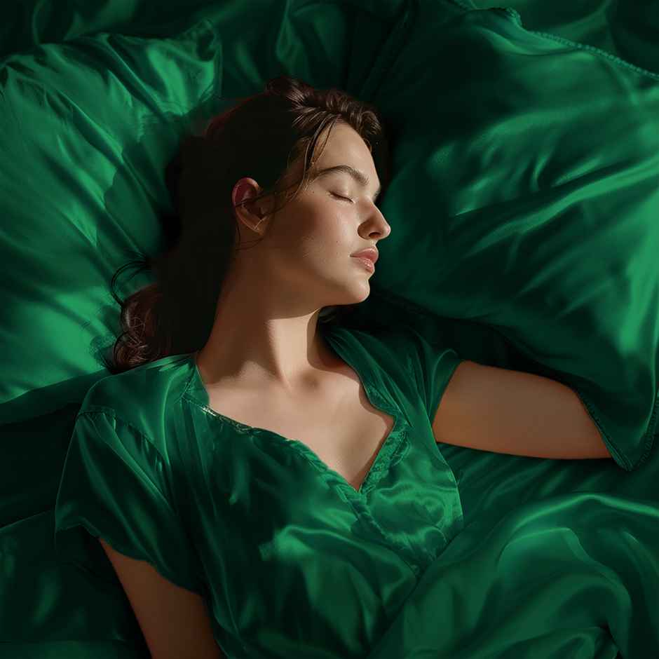 Stoa Paris Emerald Green Flat Bedsheet Set - Double - 2 Pillow Covers