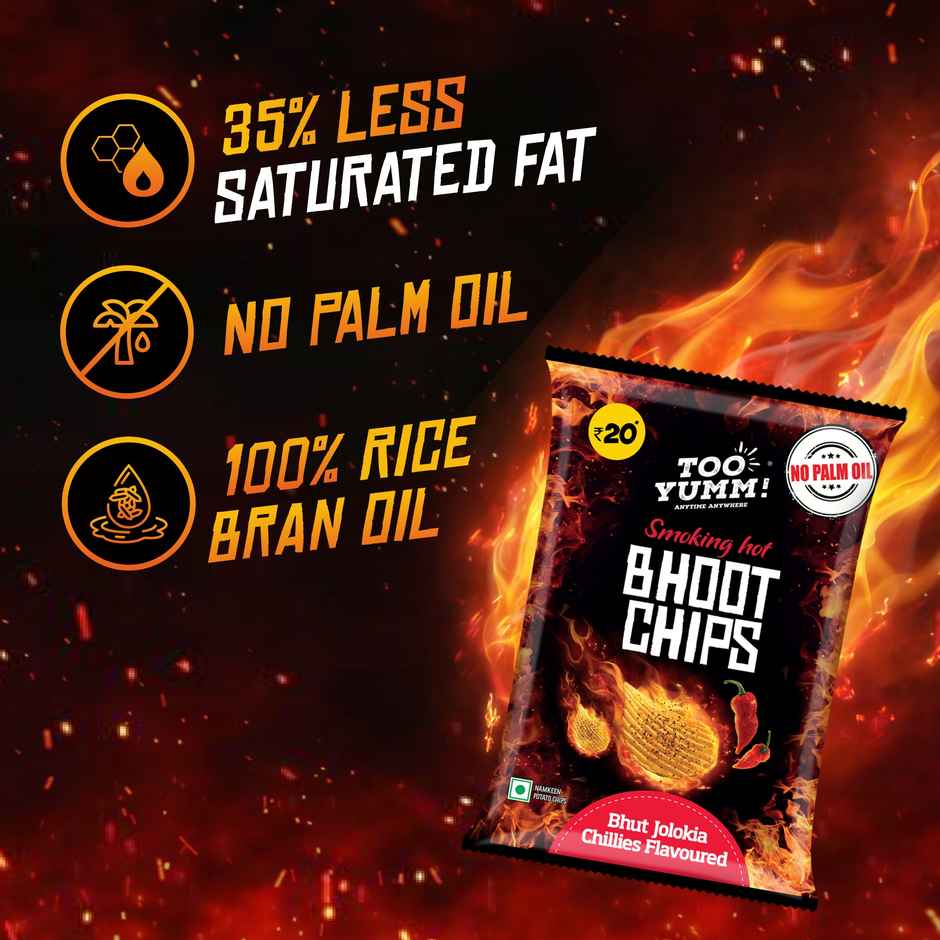 Too Yumm! Bhoot Potato Chips Spicy Chilli Flavour Chips | No Palm Oil Snacks