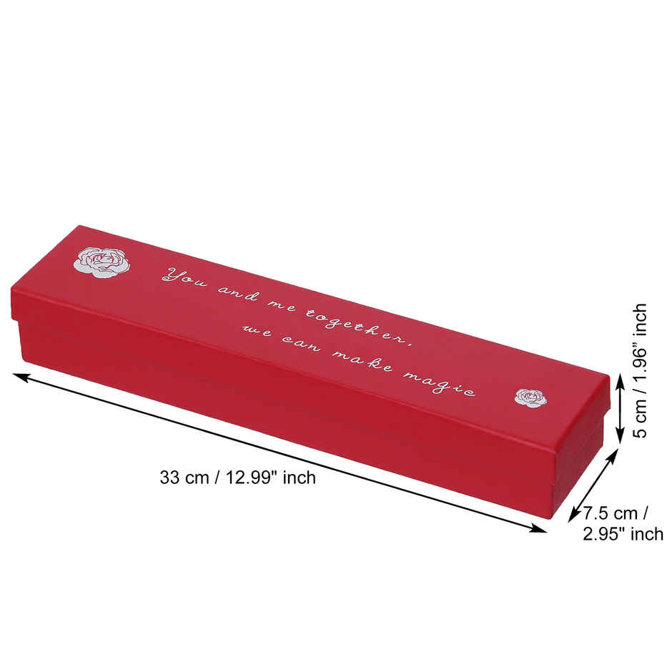 eCraftIndia Red Gift Box with Teddy, Rose Showpiece, and 6 Flowers