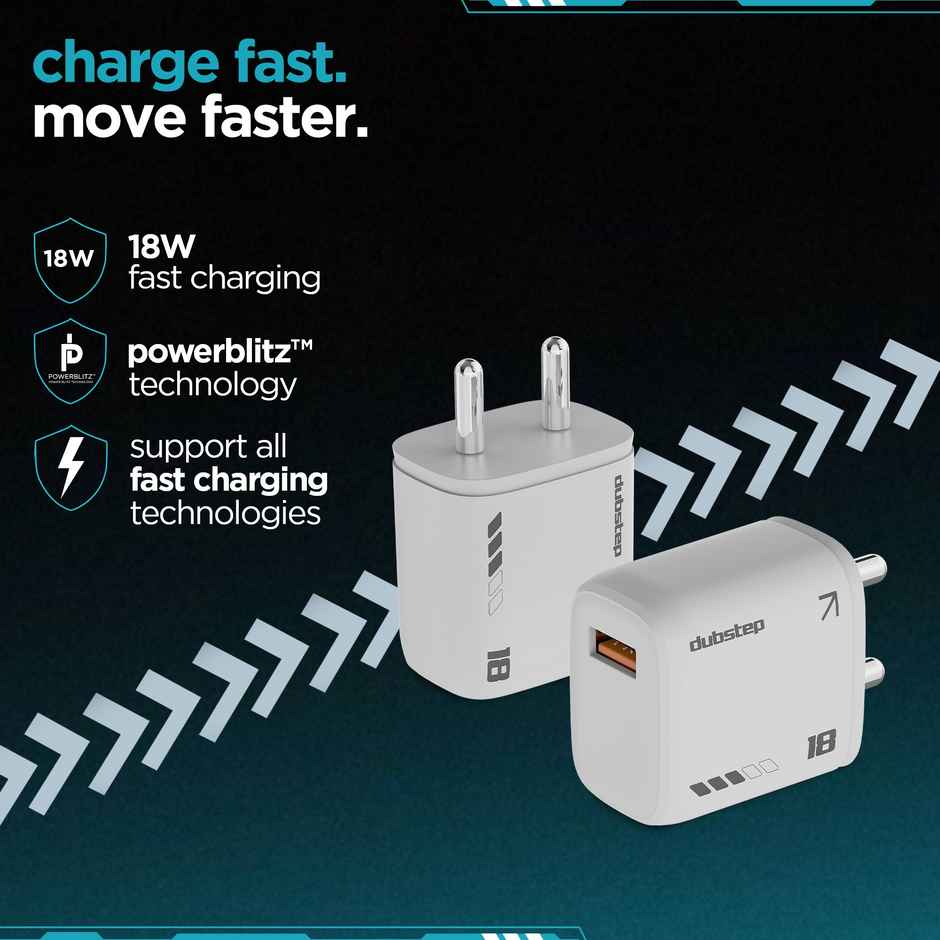 Dubstep Sprint 18W Superfast QC Wall Charger | Adaptor Only | White