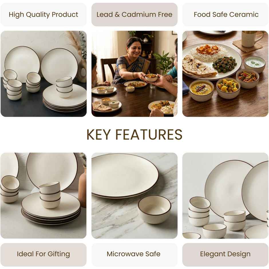 The Earth Store Creme Matte Ceramic Dinner Set