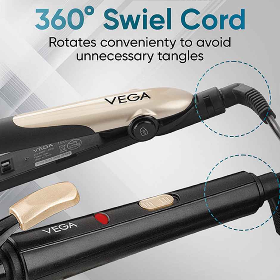 Vega Miss Versatile Styling Set Straightener, Curler & Dryer Gift Combo for Women, (VHSS-03), Black