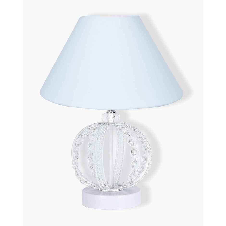 Homesake Crystal Sphere Table Lamp | White Pleated Shade | Small Round | Bedside & Living Room
