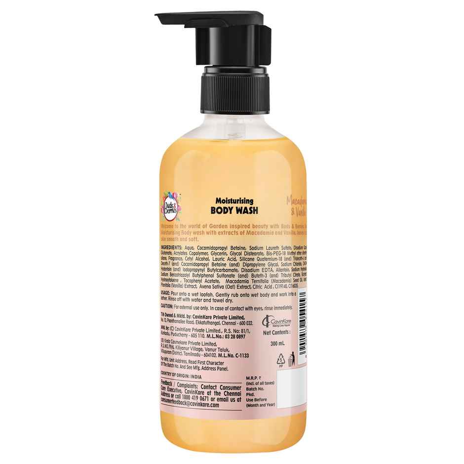 Buds & Berries Moisturising Body Wash with Macadamia and Vanilla for Clear Skin
