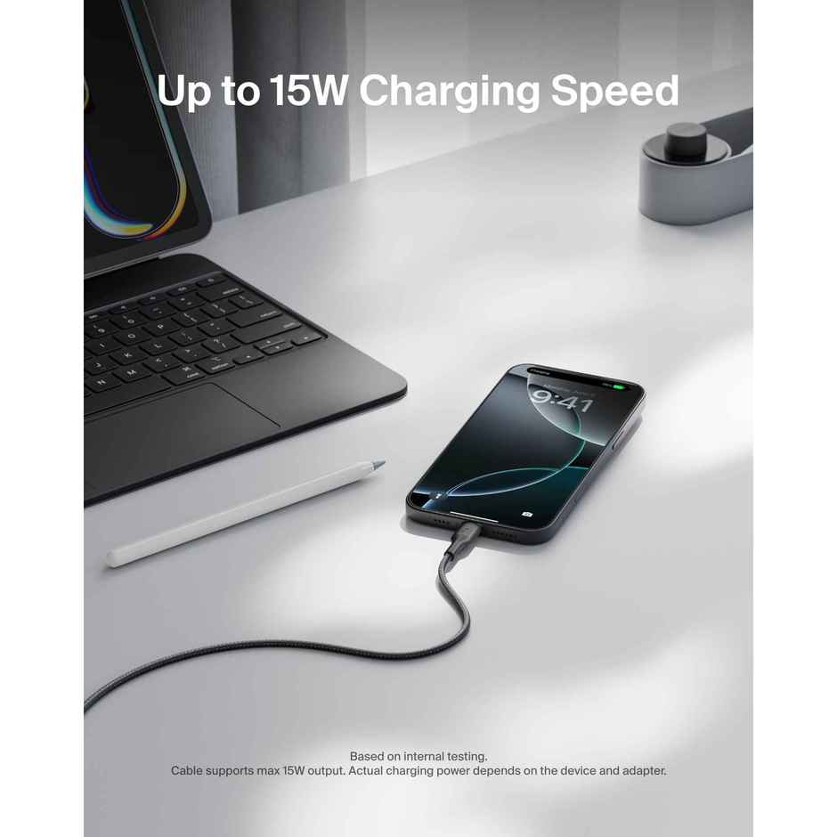 Belkin USB-A to USB-C Braided Cable 1m, 15W Fast Charge, USB 2.0 | Black