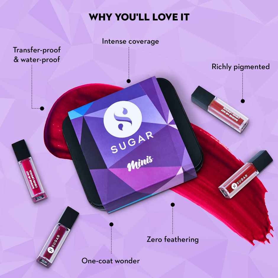 SUGAR Smudge Me Not Liquid Mini Lipstick Set Bold | Rakhi Kit