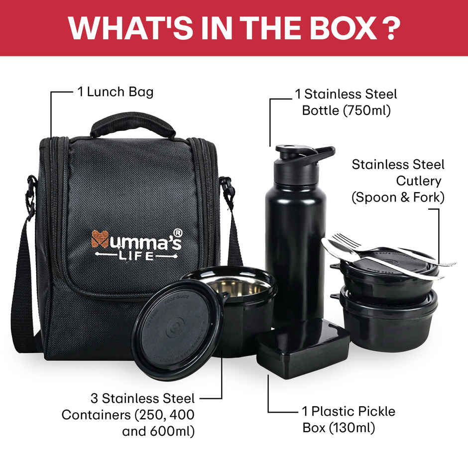 Mumma's LIFE Lunch Box for Office Use- Microwave Safe 3-Container Set with BPA-Free Lids