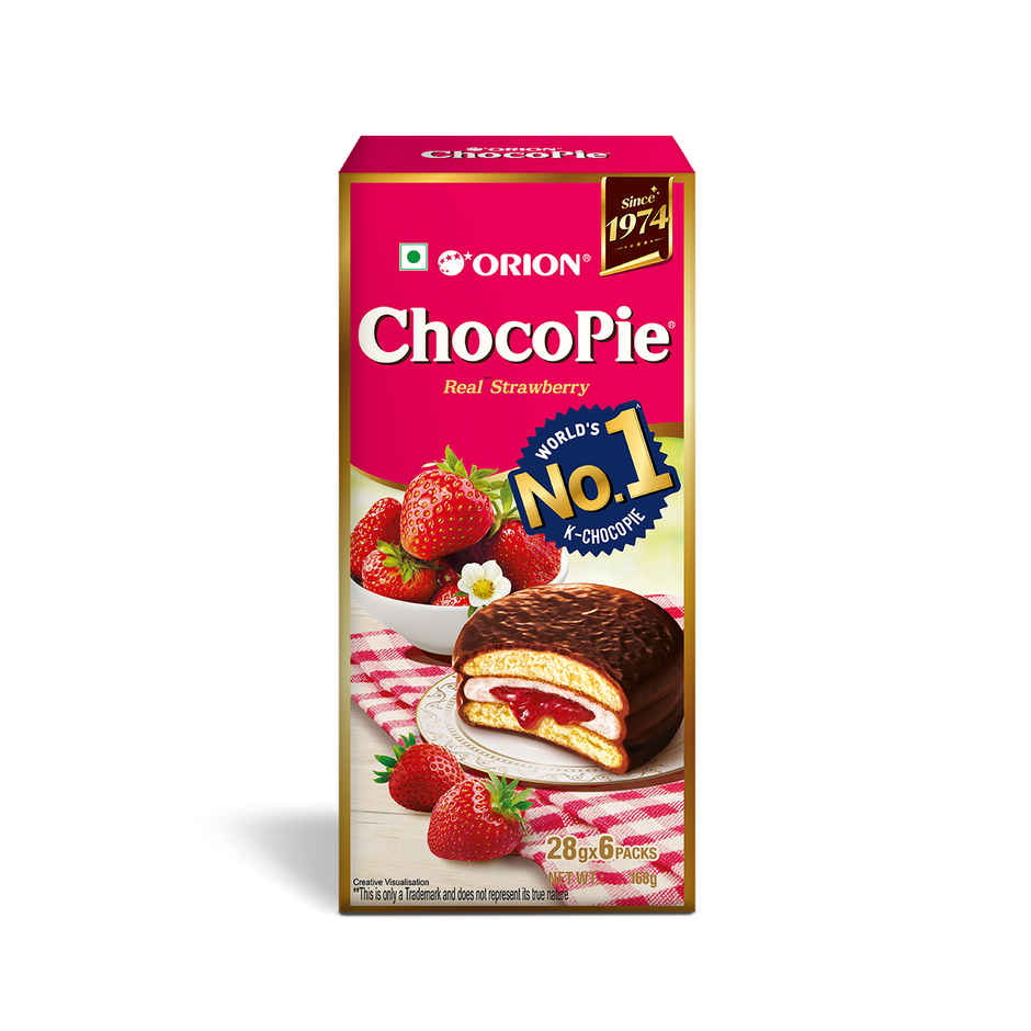 Orion Strawberry Choco Pie | Filled Cake Snack