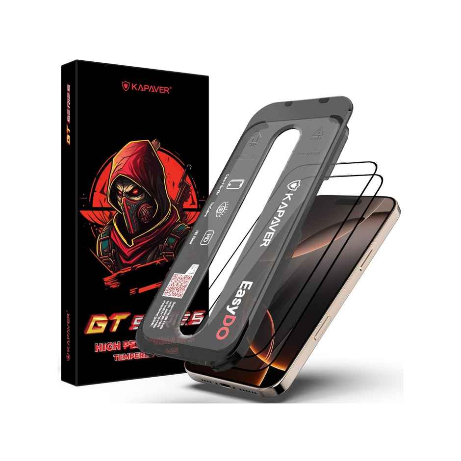 Kapaver Iphone 16 Pro Max Easy Do Tempered Glass Screen Protector Guard | Gt Series | Clear - 2 Pack