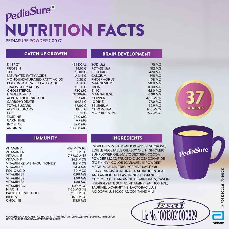 PediaSure Scientifically Designed Vanilla Drink Mix| For 2 - 6 years Kids