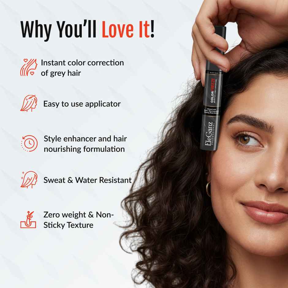 Eleganz Professional Hair Colorfix-Instant Root Touch Up With Niacinamide,Gingseng Root & Argan Oil