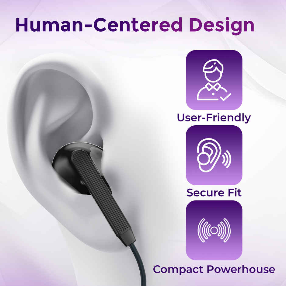 Truke Bass 1 In Ear Wired Earphones With Type C Jack, 13mm Drivers, Smart Controls | Black