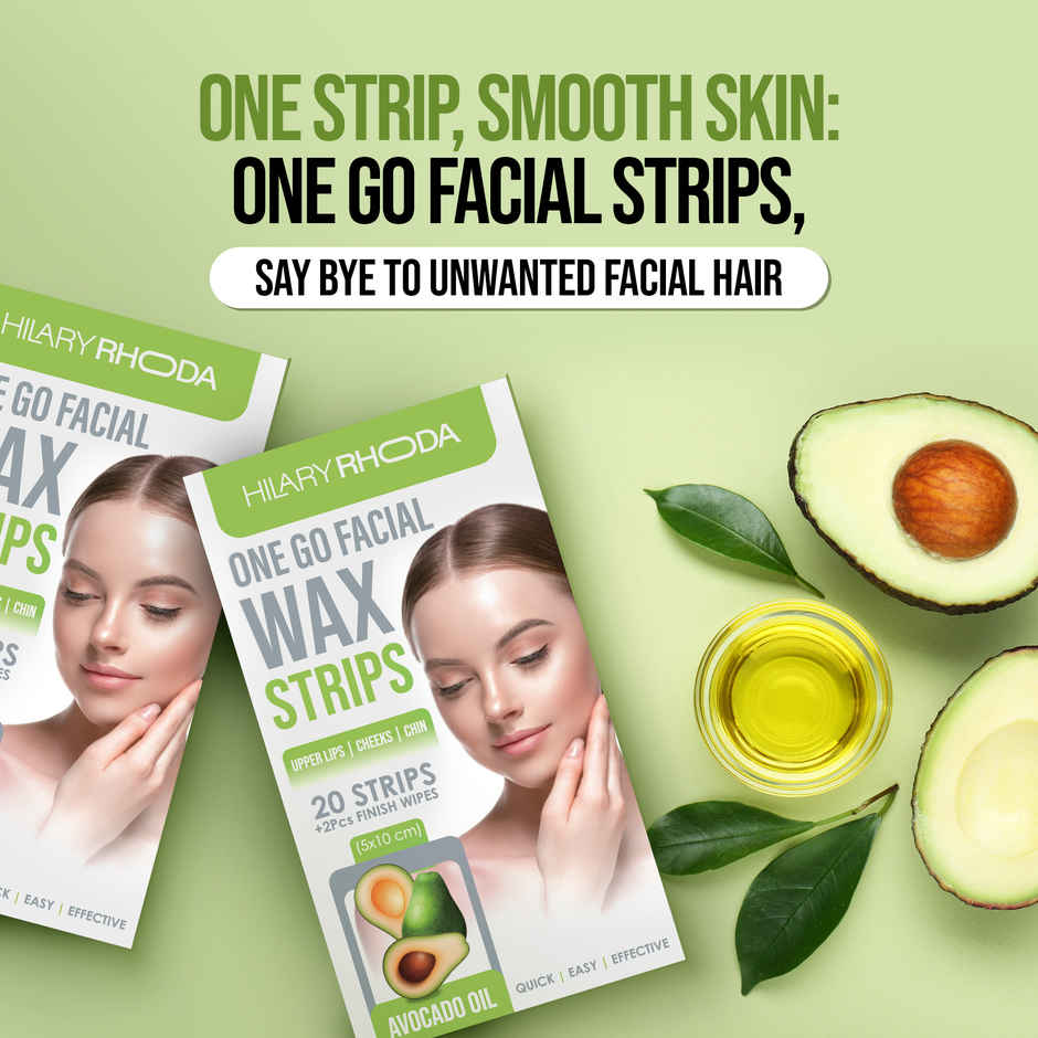 Hilary Rhoda One Go Facial Wax Strips | Ready-To-Use Facial Wax Strips | Avocado Oil - Shade 01