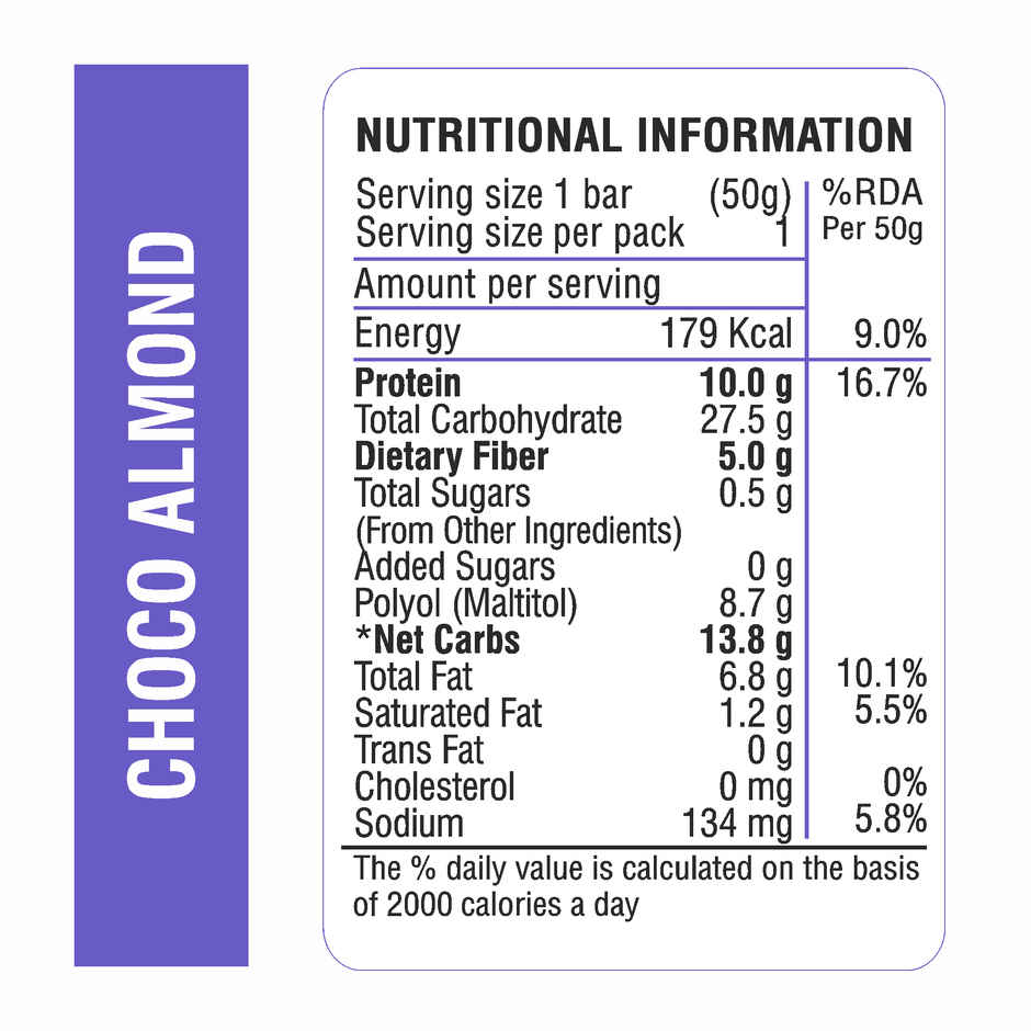 RiteBite Max Protein 10g Protein Bar Choco Almond