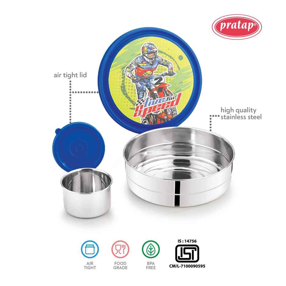 Round Stainless Steel Lunch Box | Leak Proof , BPA Free Compact for School Office Travel