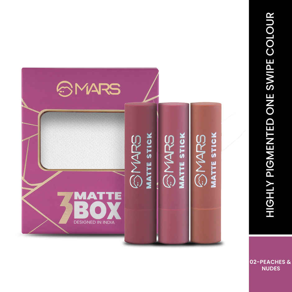 MARS Cosmetics Gift Box Set of 3 Matte Lipsticks | 02-Peaches & Nudes