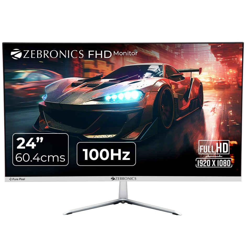 Zebronics A24 FHD LED 24" Monitor | 1920x1080 | 240 Nits | HDMI & VGA | Speakers | Slim Bezel
