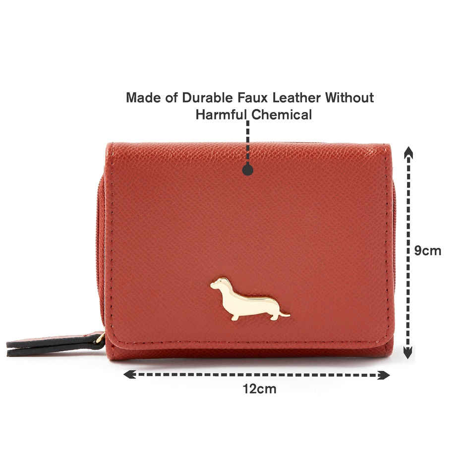 Accessorize London Women's Faux Leather Sausage Dog Coin Purse | Rust