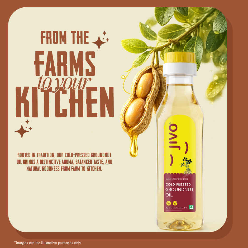 Jivo Groundnut (Peanut) Cold Pressed Oil | Vitamin Fortified Cooking Oil