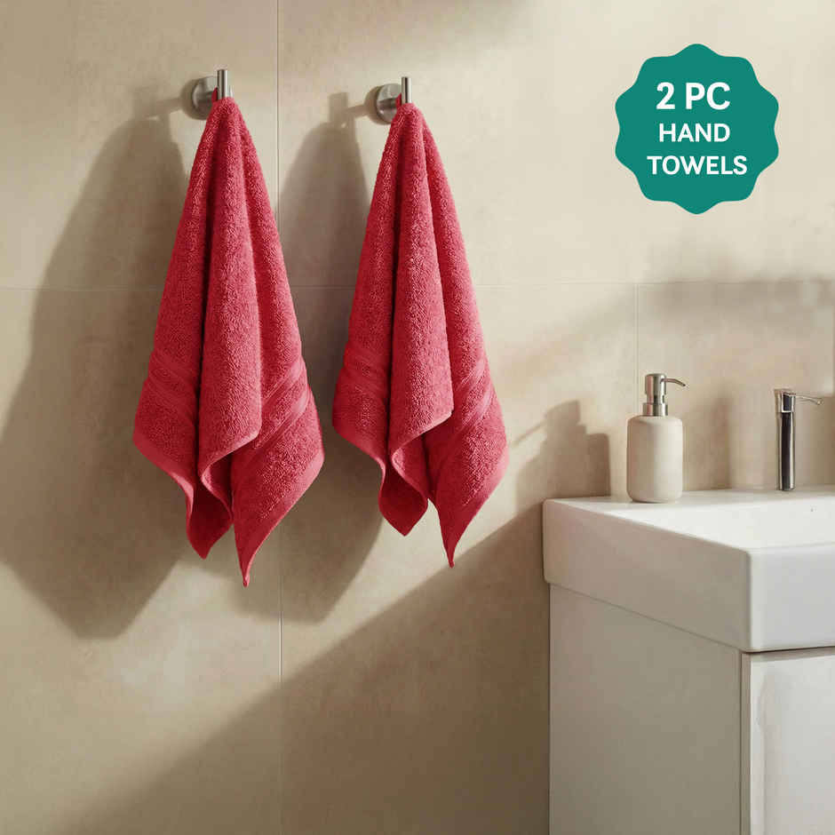 Mytrident Comfort Living Cotton Hand Towel Set | Tangy Tomato
