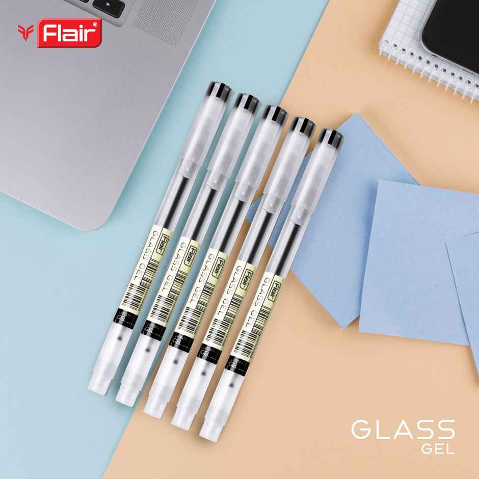 Flair Glass Gel Pen Black Pack Of 5
