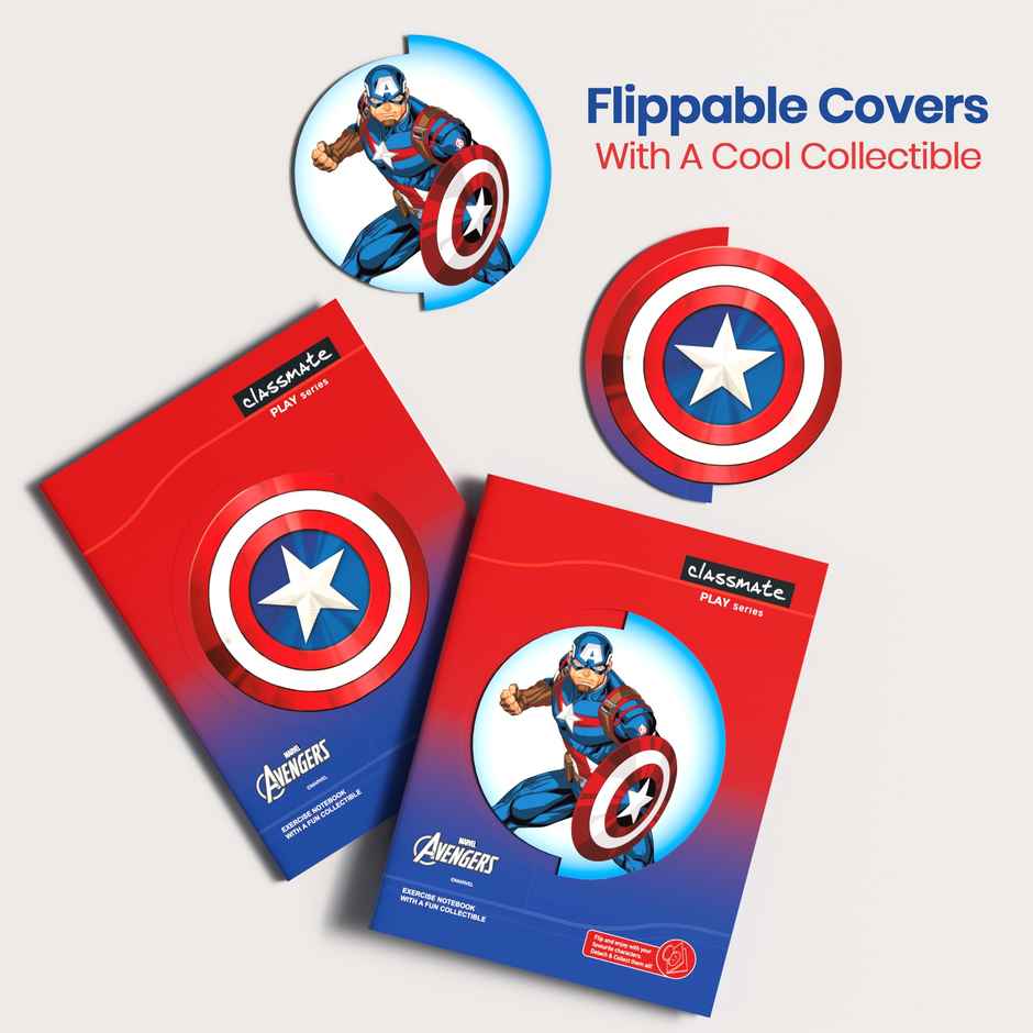 Classmate | Assorted  Ruled Avengers 3 In 1 Flip Cover Notebook (24 x 18 Cm, Multicolour, 160) - 2660029