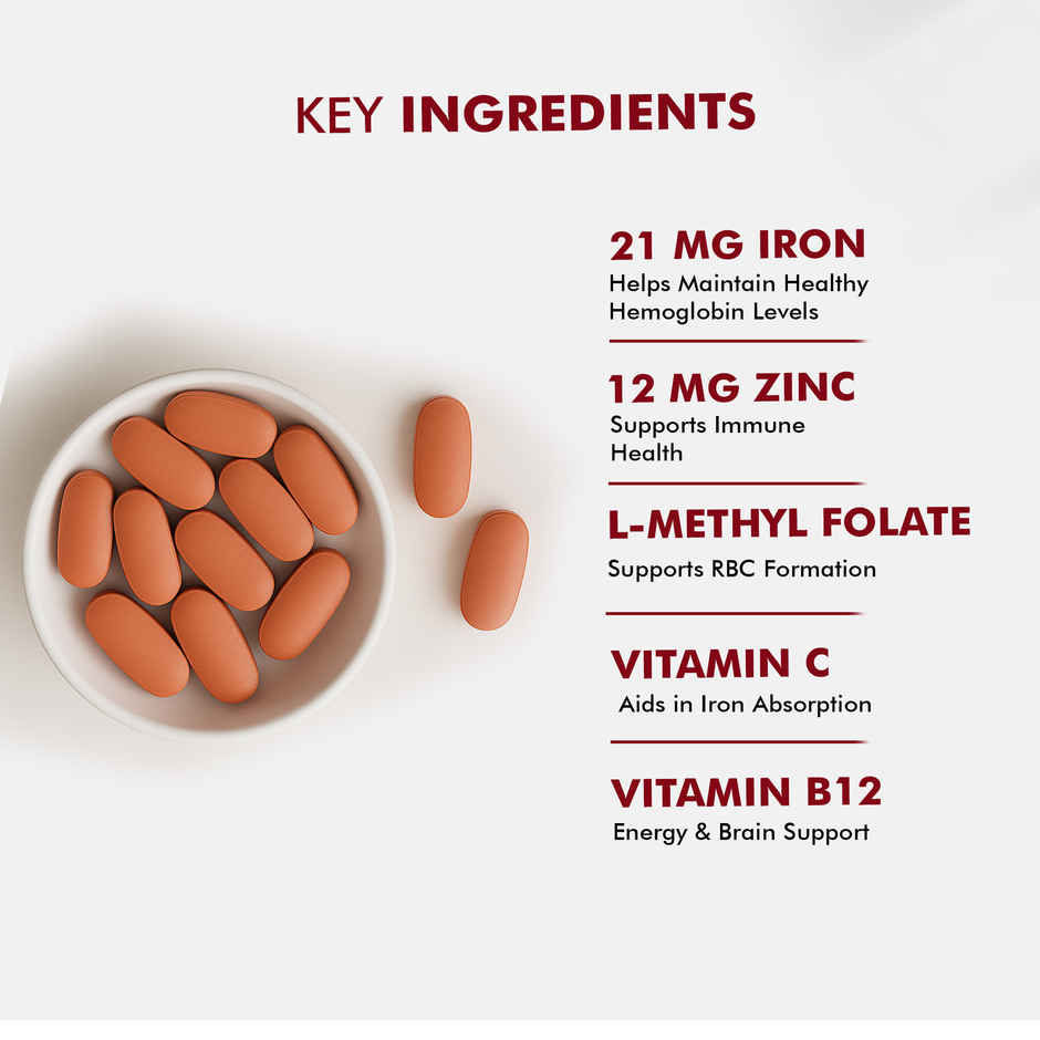 Dr. Morepen Iron & Zinc with Vitamin C & B12 Increase Haemoglobin, Enhance Immunity