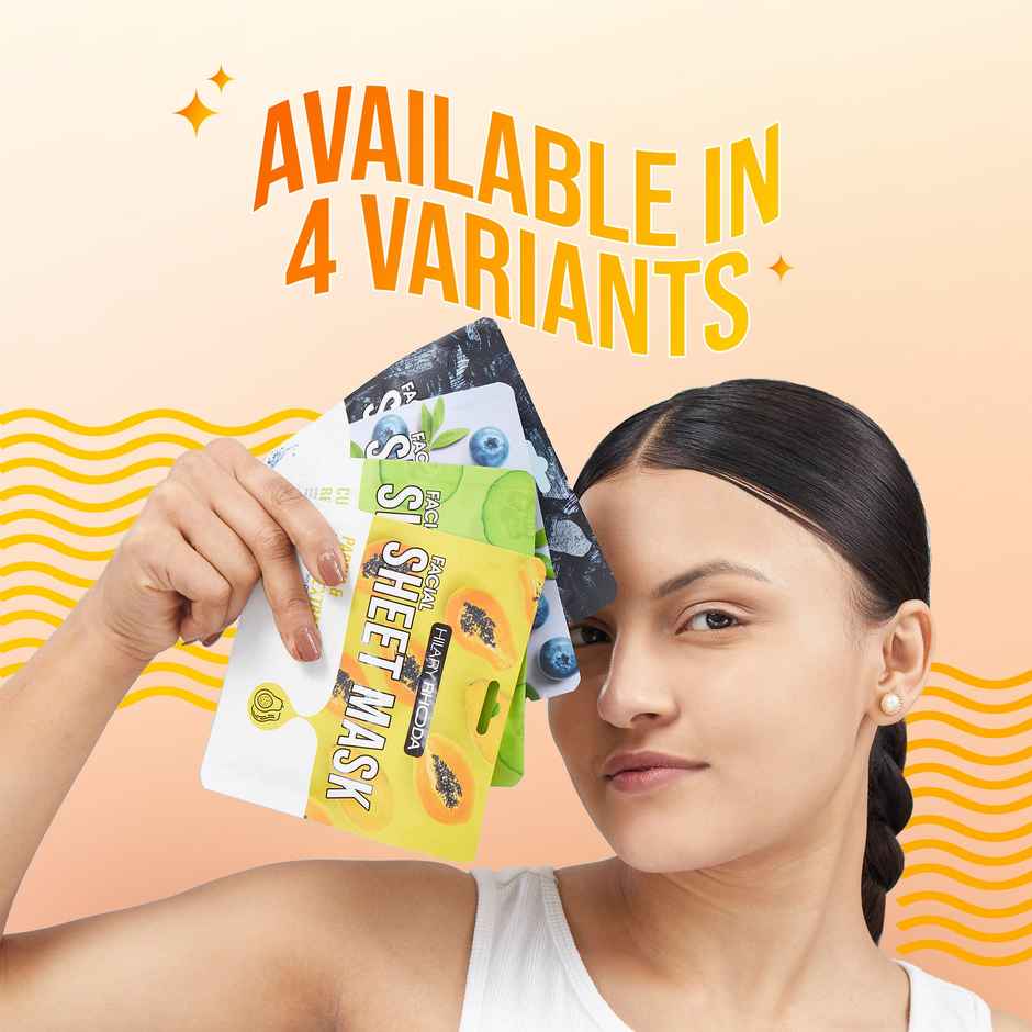 Hilary Rhoda Papaya & Lemon Exfoliation Sheet Mask | Facial Sheet Mask with Serum | Tightens Pores