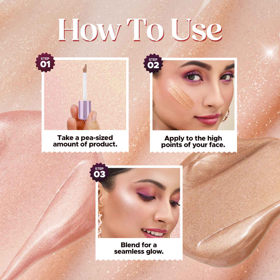 Hilary Rhoda Ultra Glow Liquid Highlighter | Vegan | Luminescent Finish | Ultra Champagne | Shade 03