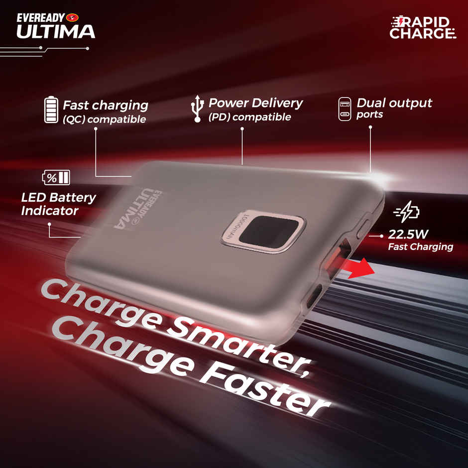 Eveready Ultima 10000 mAh Compact | Power Bank With Cable and Digital Display - PB20