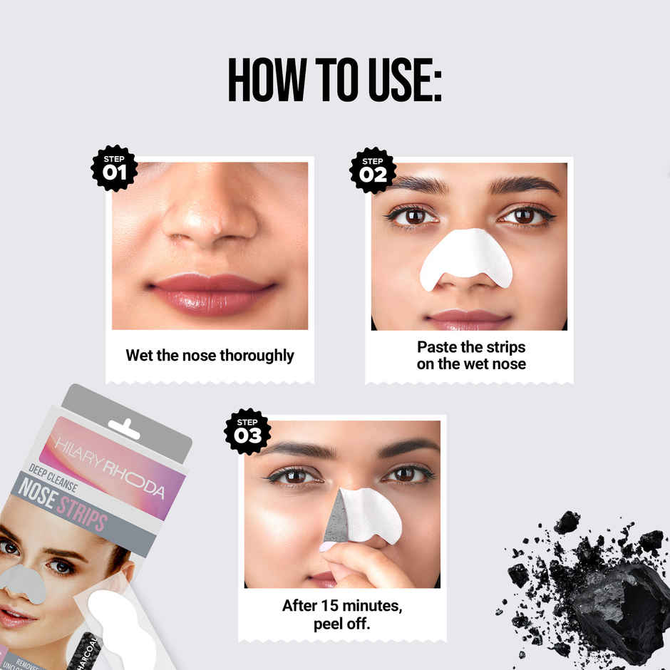 Hilary Rhoda Deep Cleanse Nose Strips | Removes Blackheads & Whiteheads | Charcoal - Shade 01