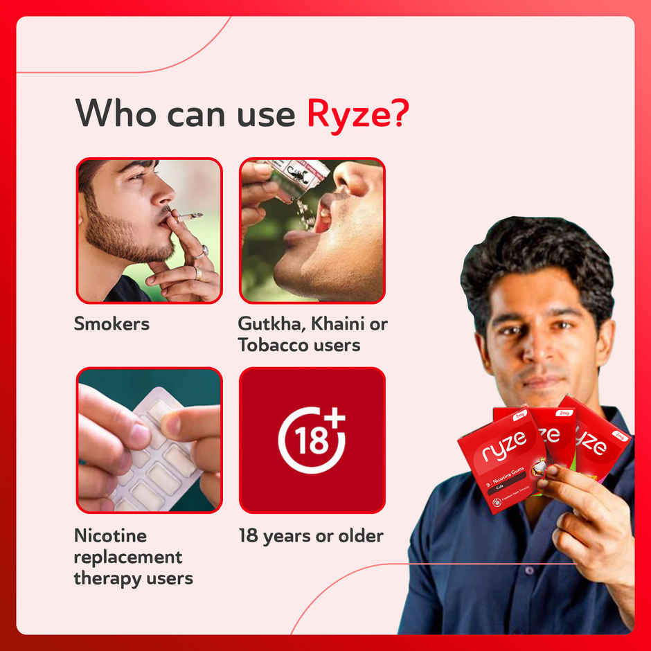 Ryze Nrt 2Mg (Fruit Blast) Nicotine Gums Single Pack - 9 Gum Blister Combo