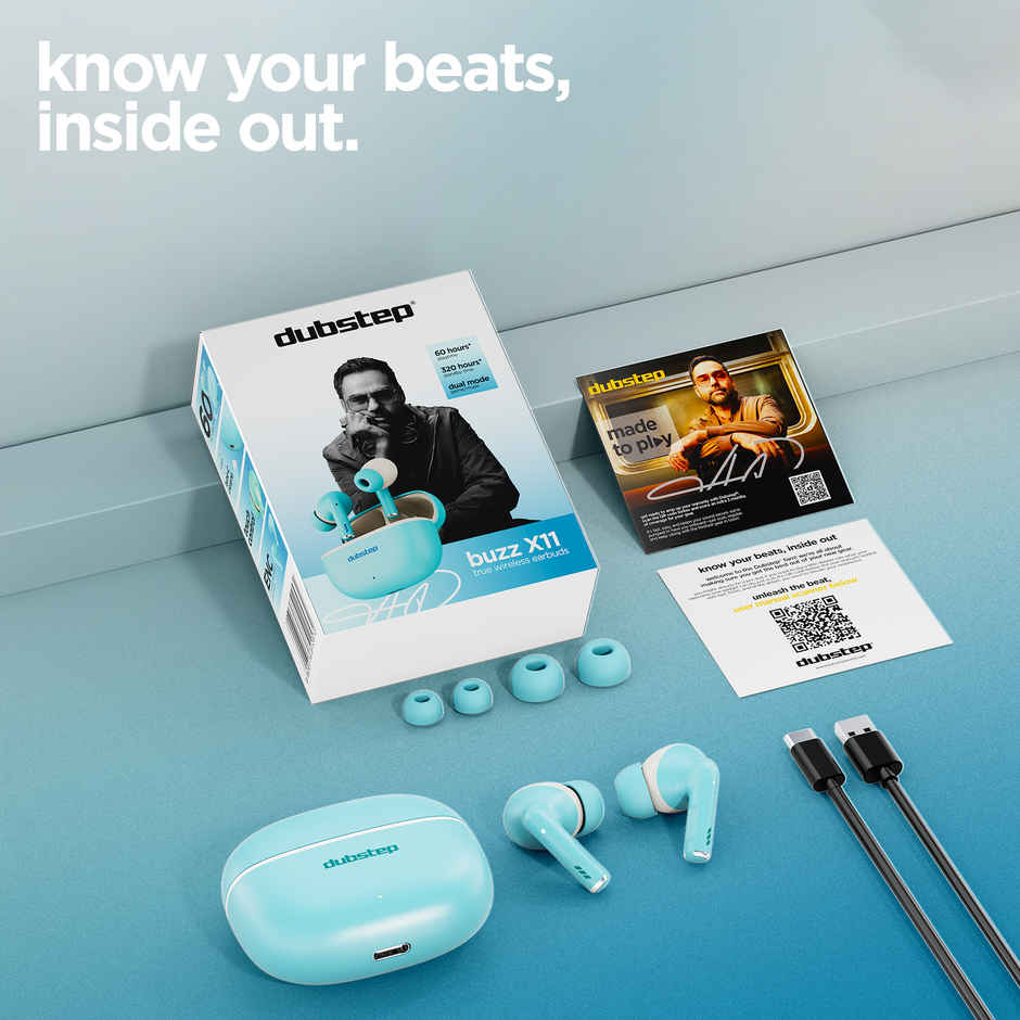 Dubstep Buzz X11 With 60 Hrs Playtime ENC TWS Earbuds | Blue